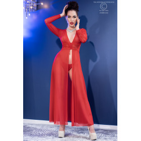 CR-4421 LONG GOWN AND THONG RED