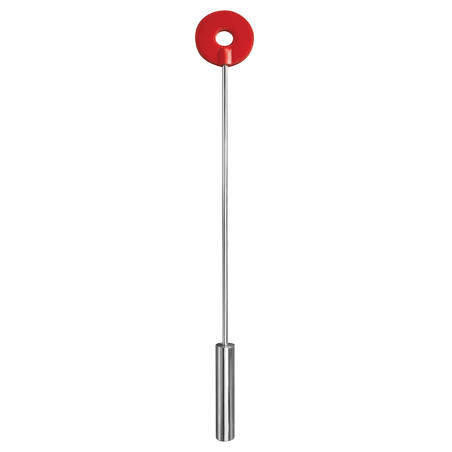 OUCH! LEATHER CIRCLE TIPPED METAL CROP RED