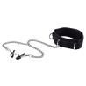 OUCH! VELCRO COLLAR WITH NIPPLE CLAMPS BLACK