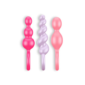 BOOTY CALL 3 PIECE SET ANAL PLUGS SATISFYER COLOURED