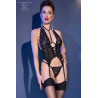 CR-4419 CORSET AND THONG BLACK