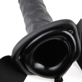 FETISH FANTASY SERIES 8'' VIBRATING HOLLOW STRAP-ON BLACK