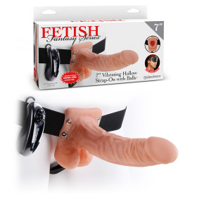 7" HOLLOW VIBRATING STRAP-ON FETISH FANTASY SERIES WHITE