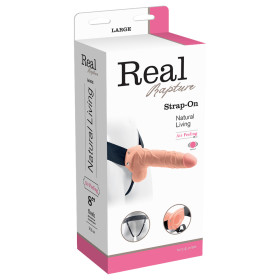 REAL RAPTURE AIR FEELING 8" HOLLOW VIBRATING STRAP-ON WITH SCROTUM WHITE