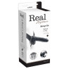 REAL RAPTURE AIR FEELING 8" HOLLOW VIBRATING STRAP-ON WITH SCROTUM BLACK