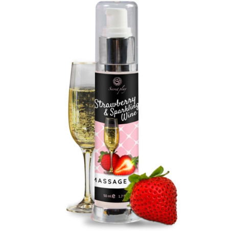 SECRETPLAY - HUILE DE MASSAGE FRAISE & VIN MOUSSEUX 50 ML