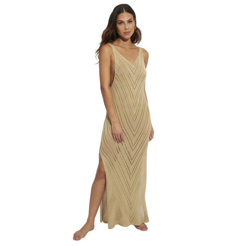 Robe longue de plage tricotée décolleté V Complementos