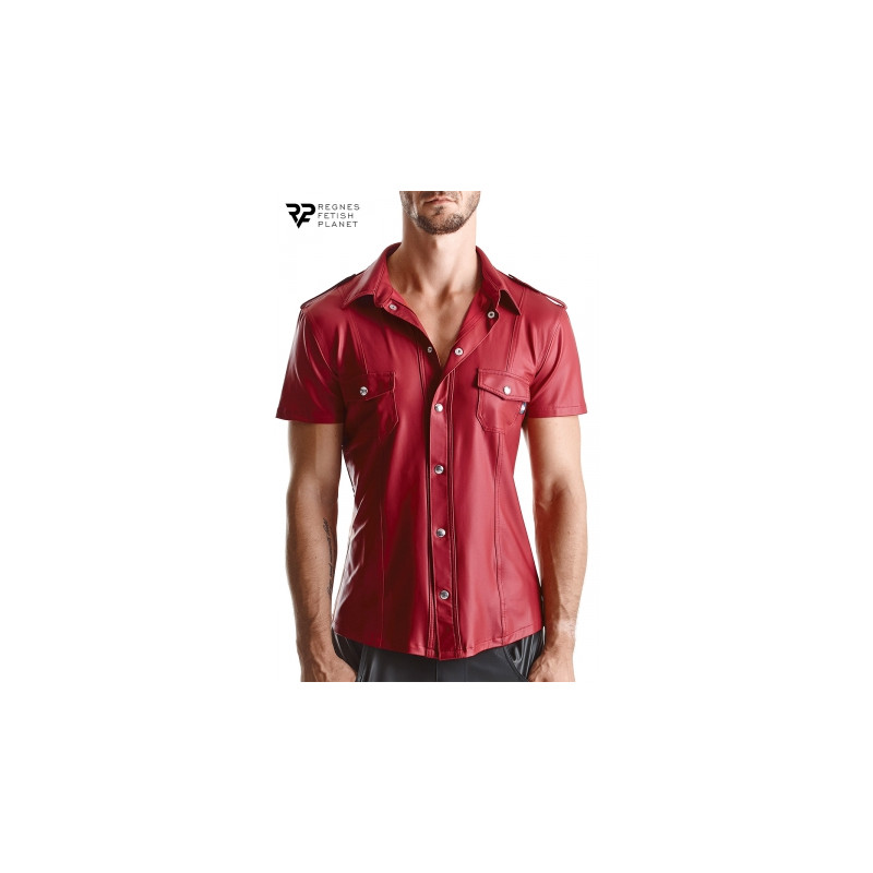 Chemise manches courtes wetlook rouge Carlo - Regnes