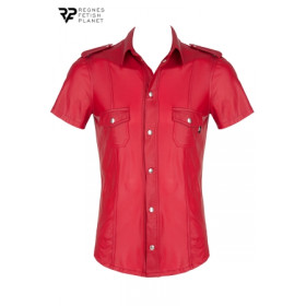 Chemise manches courtes wetlook rouge Carlo - Regnes