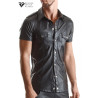 Chemise manches courtes wetlook noire Luca - Regnes