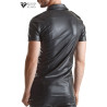 Chemise manches courtes wetlook noire Luca - Regnes