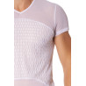 T-shirt blanc maille et motifs - LM901-81WHT