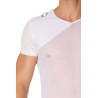 T-shirt blanc maille et brillance ajourée - LM902-81WHT