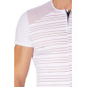 T-shirt blanc rayé opaque et transparent - LM906-81WHT