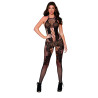 Bodystocking manches longues effet body et bas noir - DG0444BLK