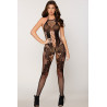 Bodystocking manches longues effet body et bas noir - DG0444BLK