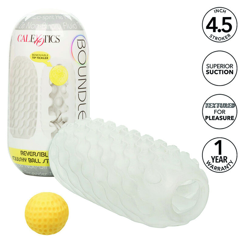 CALIFORNIA EXOTICS - BOUNDLESS SQUISHY RÉVERSIBLE BALL STROKE GRIS