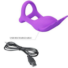 PRETTY LOVE - ANNEAU PÉNIS VIBRANT 7 VIBRATIONS SILICONE VIOLET