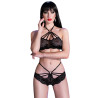 CHILIROSE - CR 4428 SOUTIENS-GORGE & PANTIES NOIR S/M