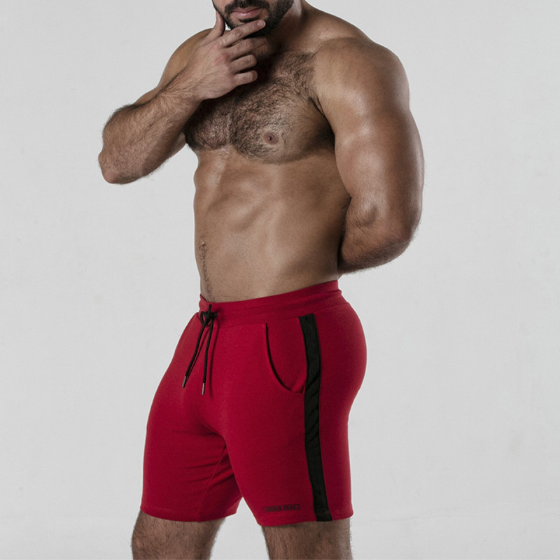 PANTALON SIDE STRIP SHORT ROUGE LOCKER GEAR