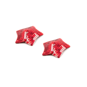 Paire de cache tétons adhésifs étoile pailletée sequin rouge - NP-2020