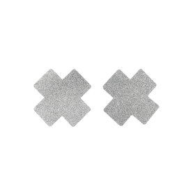 Paire de cache tétons adhésifs croix pailletée blanc - NP-1048WHT