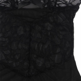 SUBBLIME - BABYDOLL  BRETELLES RÉGLABLES ET DENTELLE TRANSPARENTE IMPRIMÉ FLORAL NOIR S/M