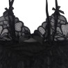 SUBBLIME - BABYDOLL  BRETELLES RÉGLABLES ET DENTELLE TRANSPARENTE IMPRIMÉ FLEURI NOIR L/XL