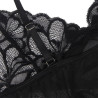 SUBBLIME - BABYDOLL  BRETELLES RÉGLABLES ET DENTELLE TRANSPARENTE IMPRIMÉ FLEURI NOIR L/XL