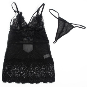 SUBBLIME - BABYDOLL  BRETELLES EN DENTELLE RÉGLABLES NOIR L/XL