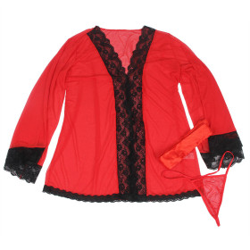 SUBBLIME - ROBE EN TISSU TRANSPARENT DÉTAIL DENTELLE ROUGE L/XL