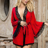 SUBBLIME - ROBE EN TISSU TRANSPARENT DÉTAIL DENTELLE ROUGE L/XL