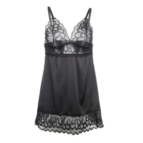 SUBBLIME - BABYDOLL AVEC POITRINE IMPRIMÉ FLEURI NOIR S/M