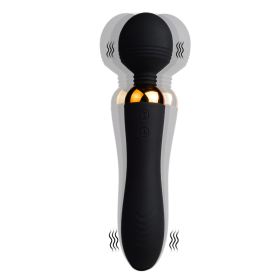 Vibromasseur Wand USB en silicone médical avec 2 puissants moteurs indépendants - BQ107BLK