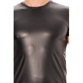 T-shirt simili cuir noir - LM2008-81XBLK