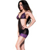 CHILIROSE - CR 4076 BABYDOLL & STRING VIOLET/NOIR L/XL