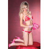 2PC. RUFFLE TRIMMED FLORAL LACE BIKINI TOP AND SIDE TIE PANTY  S/M RE