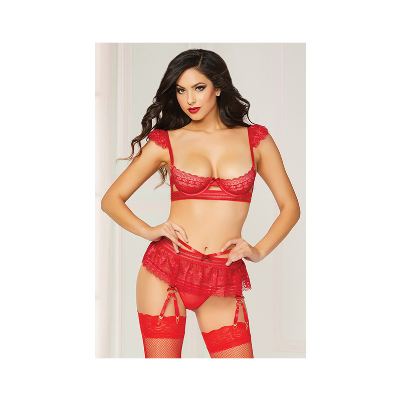 3PC BRA SET RED M