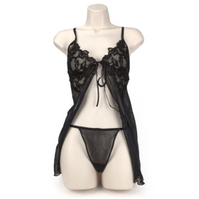 BABY DOLL SET LACE NEGRO S