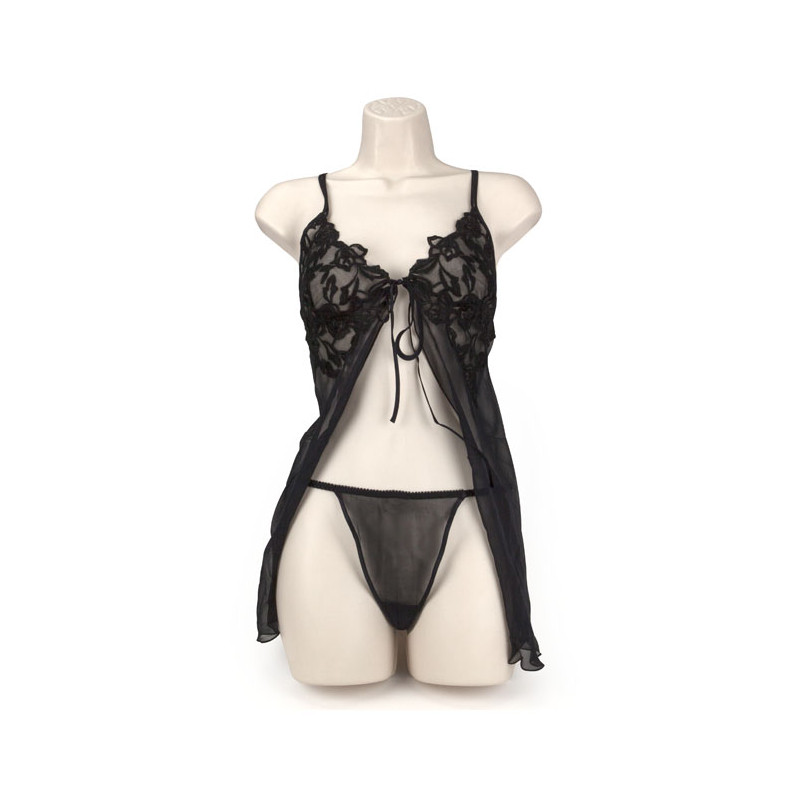 BABY DOLL SET LACE NEGRO S