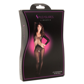 Bodystocking mangas Flor Negro XS