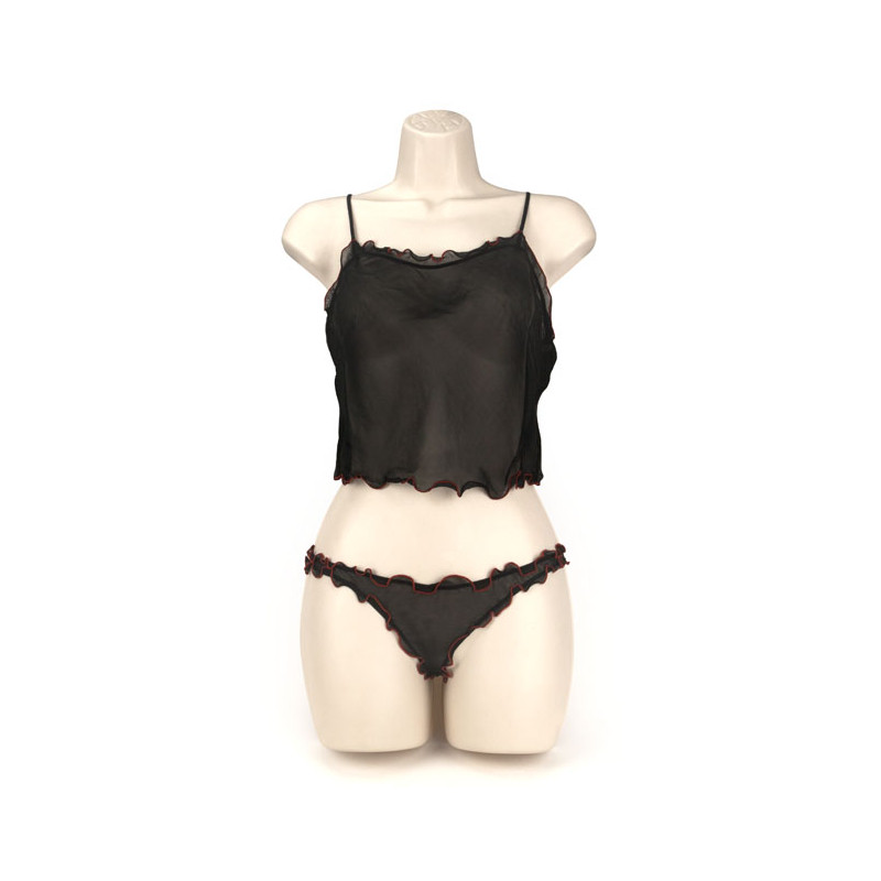 CAMI/THONG  TRIM NEGRO L