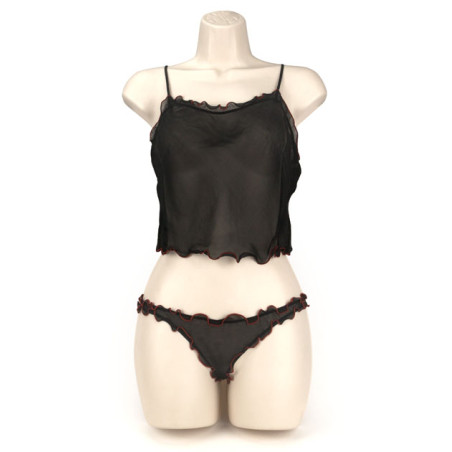 CAMI/THONG  TRIM NEGRO L