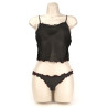 CAMI/THONG  TRIM NEGRO L