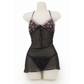 CHEMISE SET-DAISY LACE BLACK