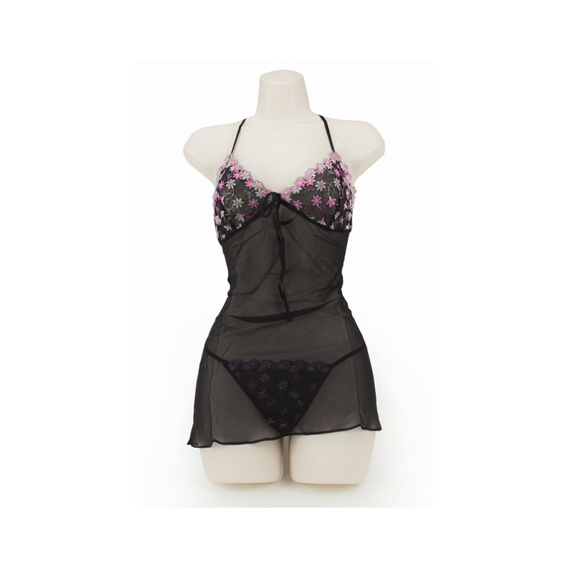 CHEMISE SET-DAISY LACE BLACK