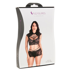 Conjunto Top-Mini Falda Encaje Negro TU