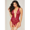 Floral Lace Teddy Wine O/S