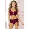 VELVE & LACE LONG LINE BRA & PANTY WINE