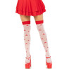 LEG AVENUE - CHAUSSETTES HAUTES CHAMPIGNON ROUGE/BLANC